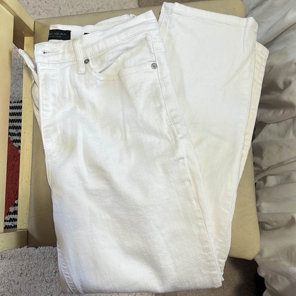 Banana Republic High Rise Straight White Jeans